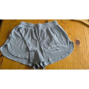 Love Streak Gray Waffle Knit Los Angeles Graphic Lounge Shorts Womens Large